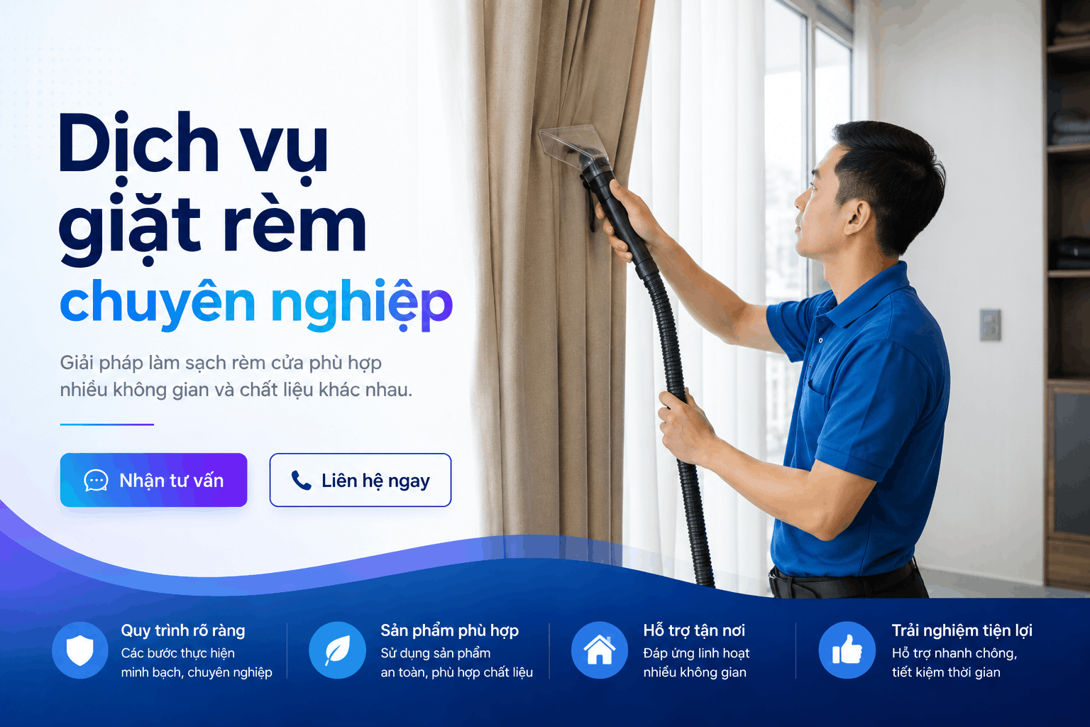 Dịch vụ giặt rèm chuyên nghiệp tại MotCham Now